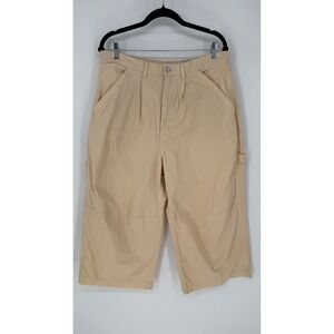 BDG BAGGY WIDE LEG CARPENTER CROPPED PANTS SIZE 10 LIGHT KHAKI